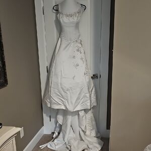 Maggie Sottero White Crystal Embellished Wedding Gown